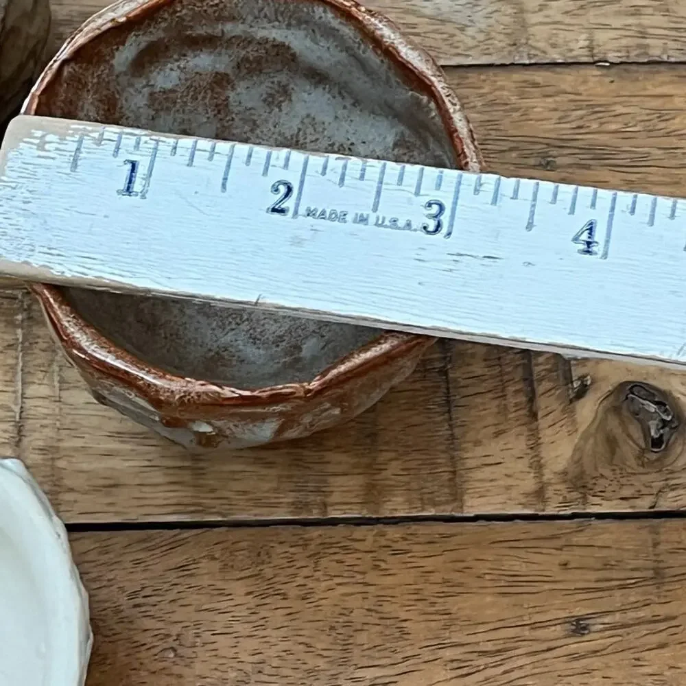 Organic Shape Handmade Textured Ceramic Bowls Set of 4 Rustic Earthy Tones